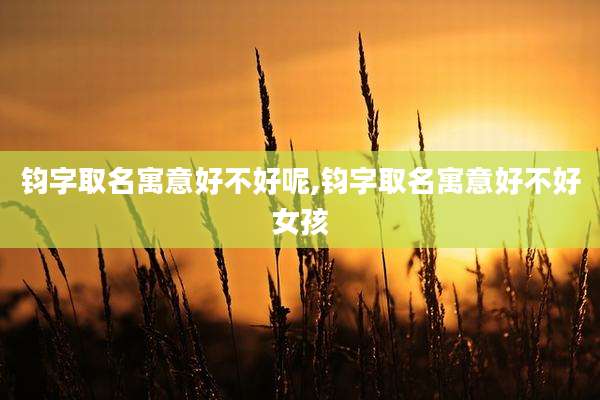 钧字取名寓意好不好呢,钧字取名寓意好不好女孩