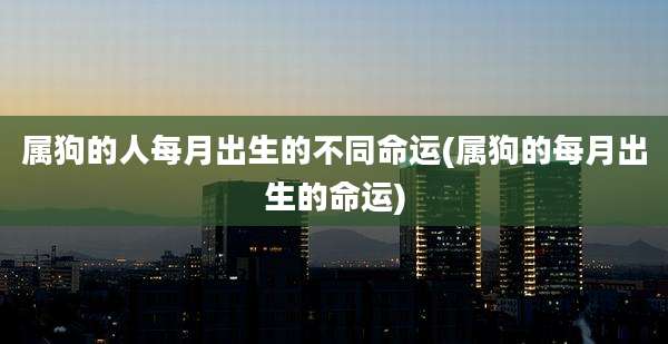 属狗的人每月出生的不同命运(属狗的每月出生的命运)