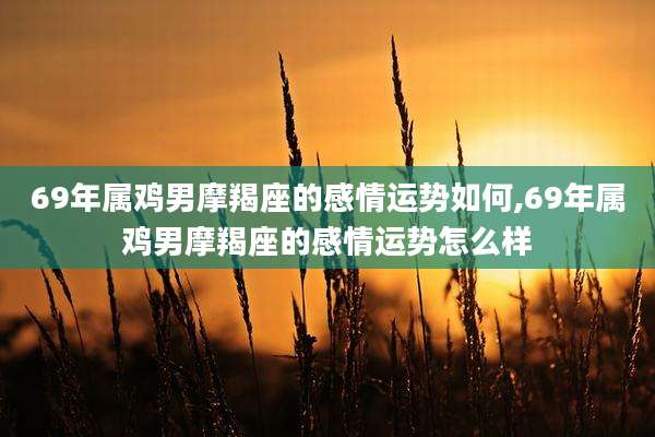 69年属鸡男摩羯座的感情运势如何,69年属鸡男摩羯座的感情运势怎么样