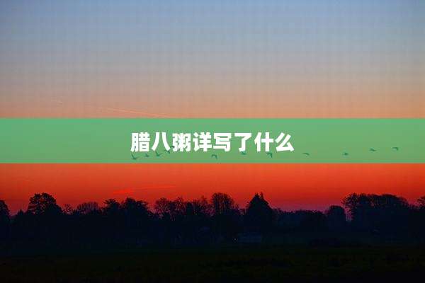 腊八粥详写了什么