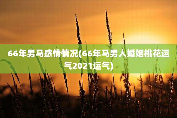 66年男马感情情况(66年马男人婚姻桃花运气2021运气)