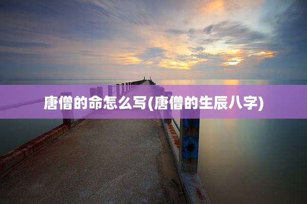唐僧的命怎么写(唐僧的生辰八字)