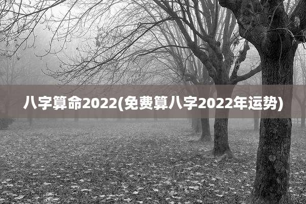 八字算命2022(免费算八字2022年运势)