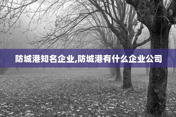 防城港知名企业,防城港有什么企业公司