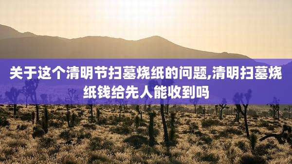 关于这个清明节扫墓烧纸的问题,清明扫墓烧纸钱给先人能收到吗