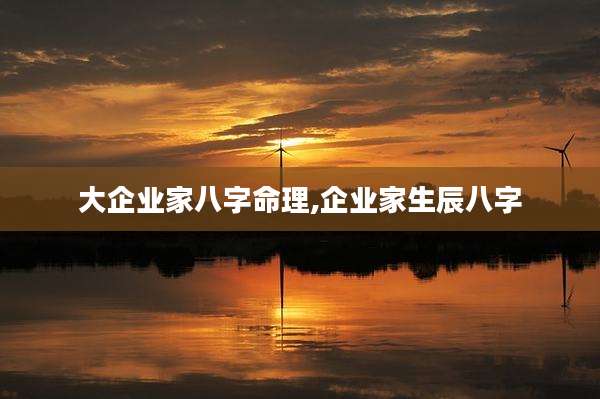 大企业家八字命理,企业家生辰八字