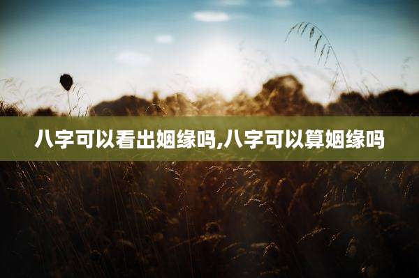 八字可以看出姻缘吗,八字可以算姻缘吗
