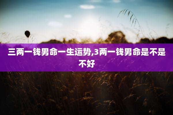 三两一钱男命一生运势,3两一钱男命是不是不好