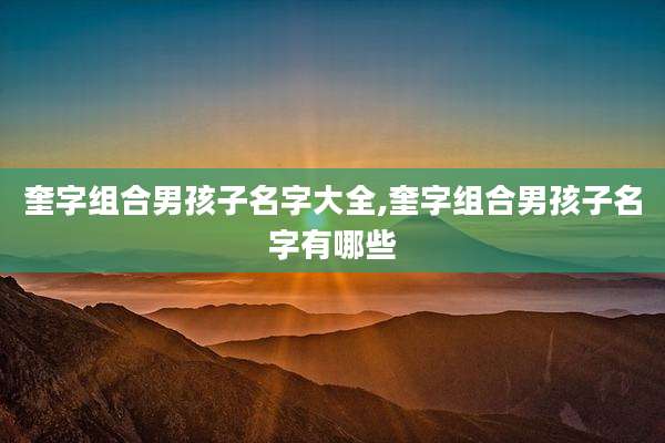 奎字组合男孩子名字大全,奎字组合男孩子名字有哪些