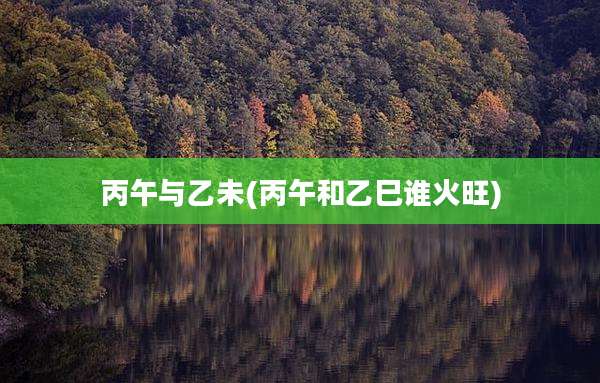 丙午与乙未(丙午和乙巳谁火旺)