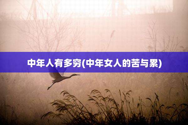 中年人有多穷(中年女人的苦与累)