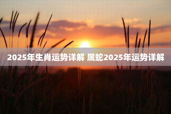 2025年生肖运势详解 属蛇2025年运势详解