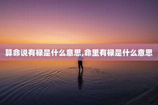 算命说有禄是什么意思,命里有禄是什么意思