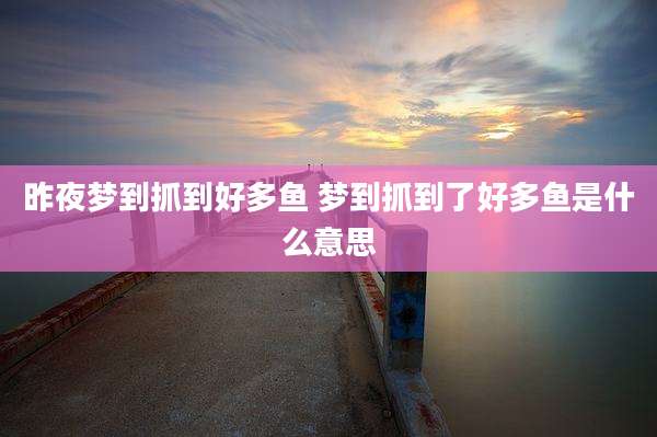 昨夜梦到抓到好多鱼 梦到抓到了好多鱼是什么意思