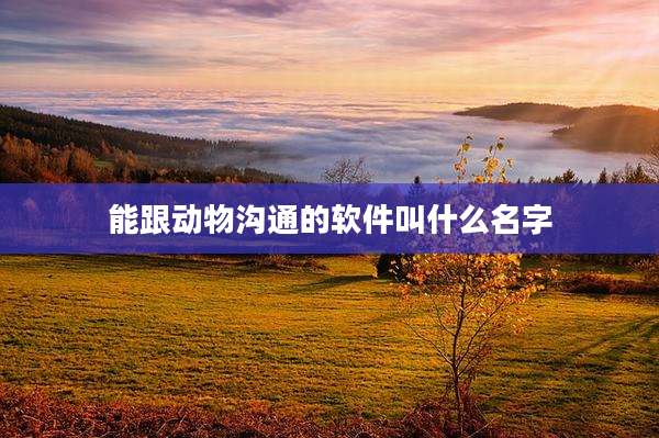 能跟动物沟通的软件叫什么名字