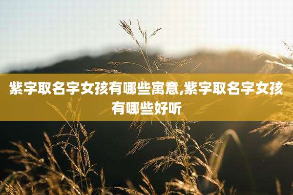 紫字取名字女孩有哪些寓意,紫字取名字女孩有哪些好听