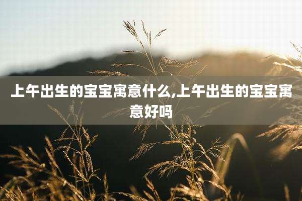 上午出生的宝宝寓意什么,上午出生的宝宝寓意好吗