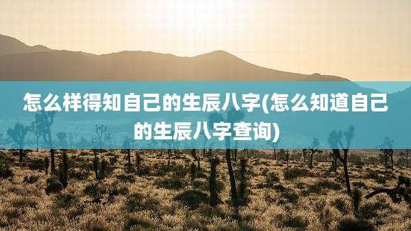 怎么样得知自己的生辰八字(怎么知道自己的生辰八字查询)