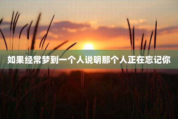 如果经常梦到一个人说明那个人正在忘记你