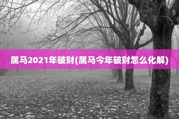 属马2021年破财(属马今年破财怎么化解)