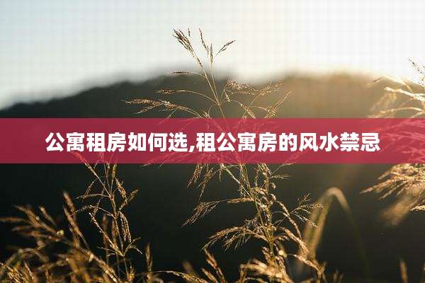 公寓租房如何选,租公寓房的风水禁忌