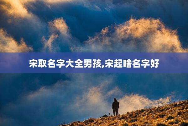 宋取名字大全男孩,宋起啥名字好