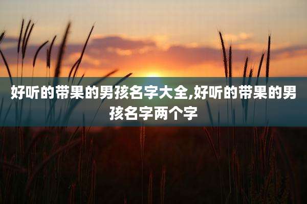 好听的带果的男孩名字大全,好听的带果的男孩名字两个字