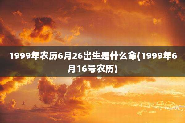 1999年农历6月26出生是什么命(1999年6月16号农历)