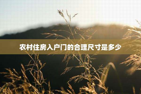 农村住房入户门的合理尺寸是多少
