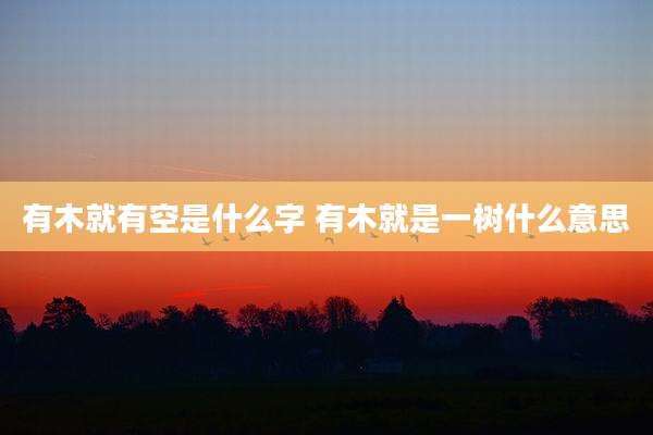 有木就有空是什么字 有木就是一树什么意思