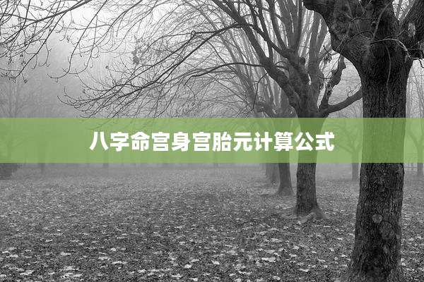 八字命宫身宫胎元计算公式