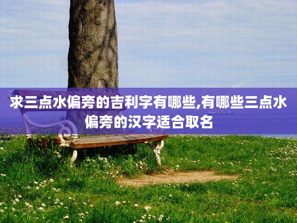 求三点水偏旁的吉利字有哪些,有哪些三点水偏旁的汉字适合取名
