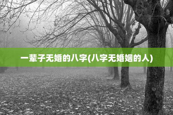 一辈子无婚的八字(八字无婚姻的人)