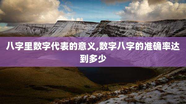 八字里数字代表的意义,数字八字的准确率达到多少