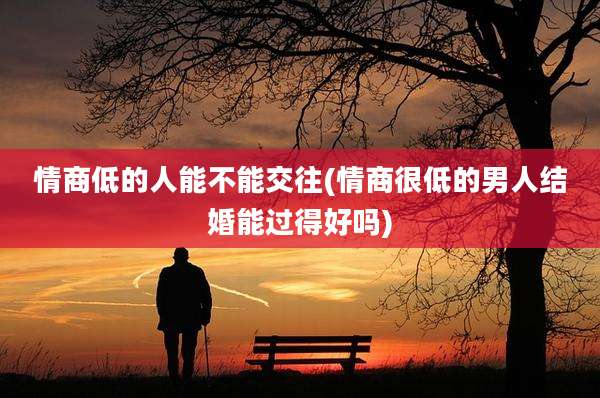 情商低的人能不能交往(情商很低的男人结婚能过得好吗)