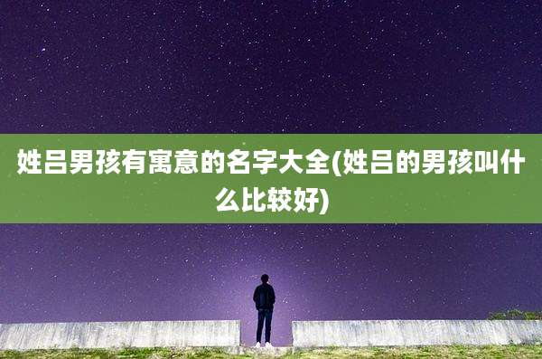 姓吕男孩有寓意的名字大全(姓吕的男孩叫什么比较好)
