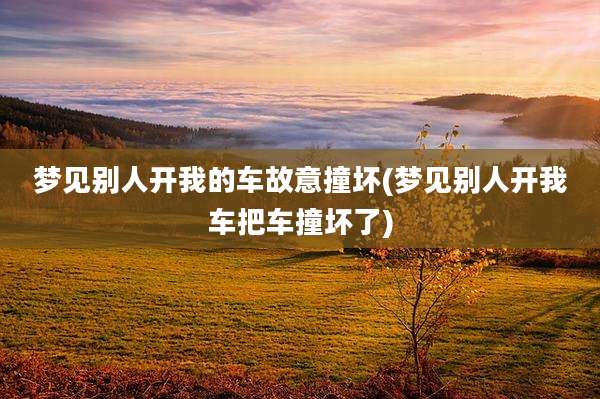 梦见别人开我的车故意撞坏(梦见别人开我车把车撞坏了)