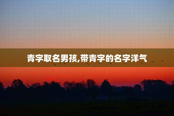 青字取名男孩,带青字的名字洋气