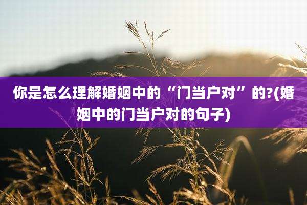 你是怎么理解婚姻中的“门当户对”的?(婚姻中的门当户对的句子)
