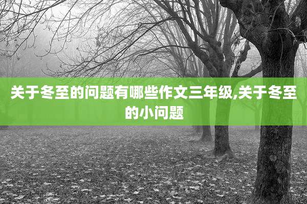 关于冬至的问题有哪些作文三年级,关于冬至的小问题