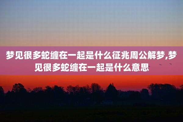 梦见很多蛇缠在一起是什么征兆周公解梦,梦见很多蛇缠在一起是什么意思
