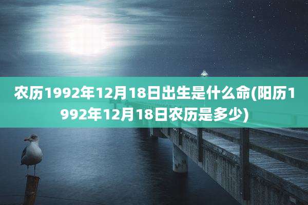 农历1992年12月18日出生是什么命(阳历1992年12月18日农历是多少)