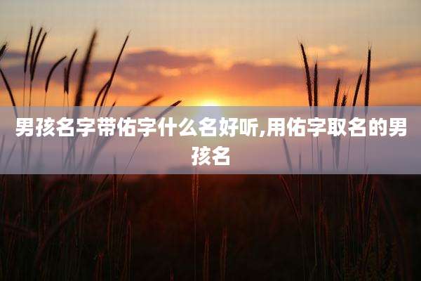 男孩名字带佑字什么名好听,用佑字取名的男孩名