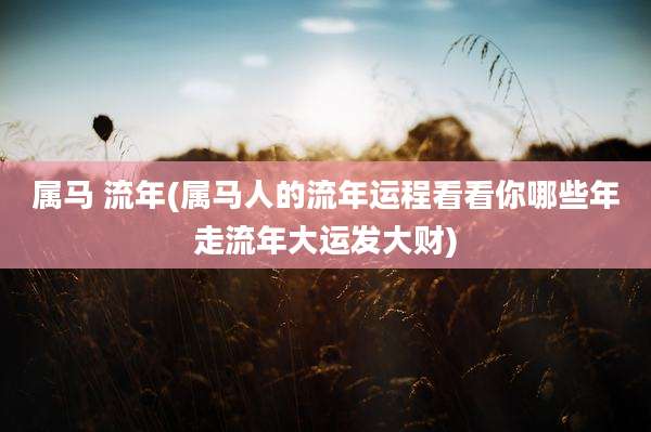 属马 流年(属马人的流年运程看看你哪些年走流年大运发大财)