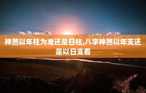 神煞以年柱为准还是日柱,八字神煞以年支还是以日支看