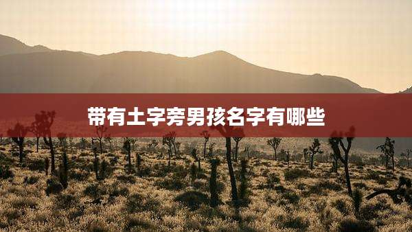 带有土字旁男孩名字有哪些