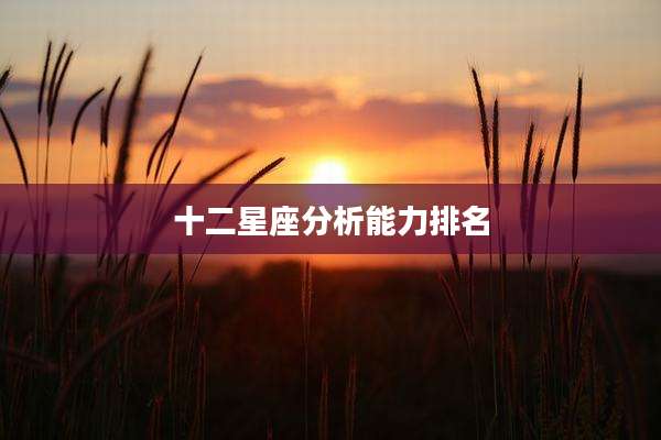 十二星座分析能力排名
