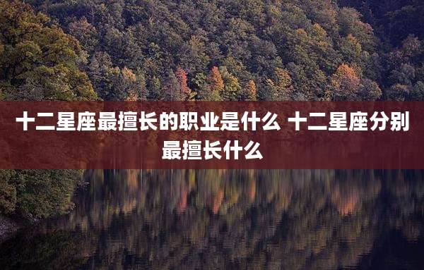 十二星座最擅长的职业是什么 十二星座分别最擅长什么