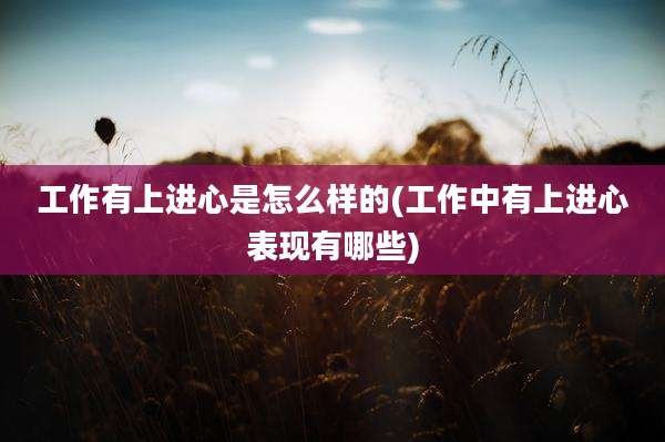 工作有上进心是怎么样的(工作中有上进心表现有哪些)