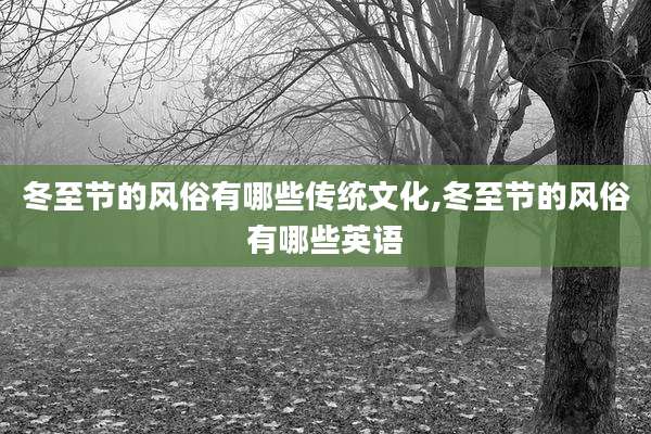 冬至节的风俗有哪些传统文化,冬至节的风俗有哪些英语